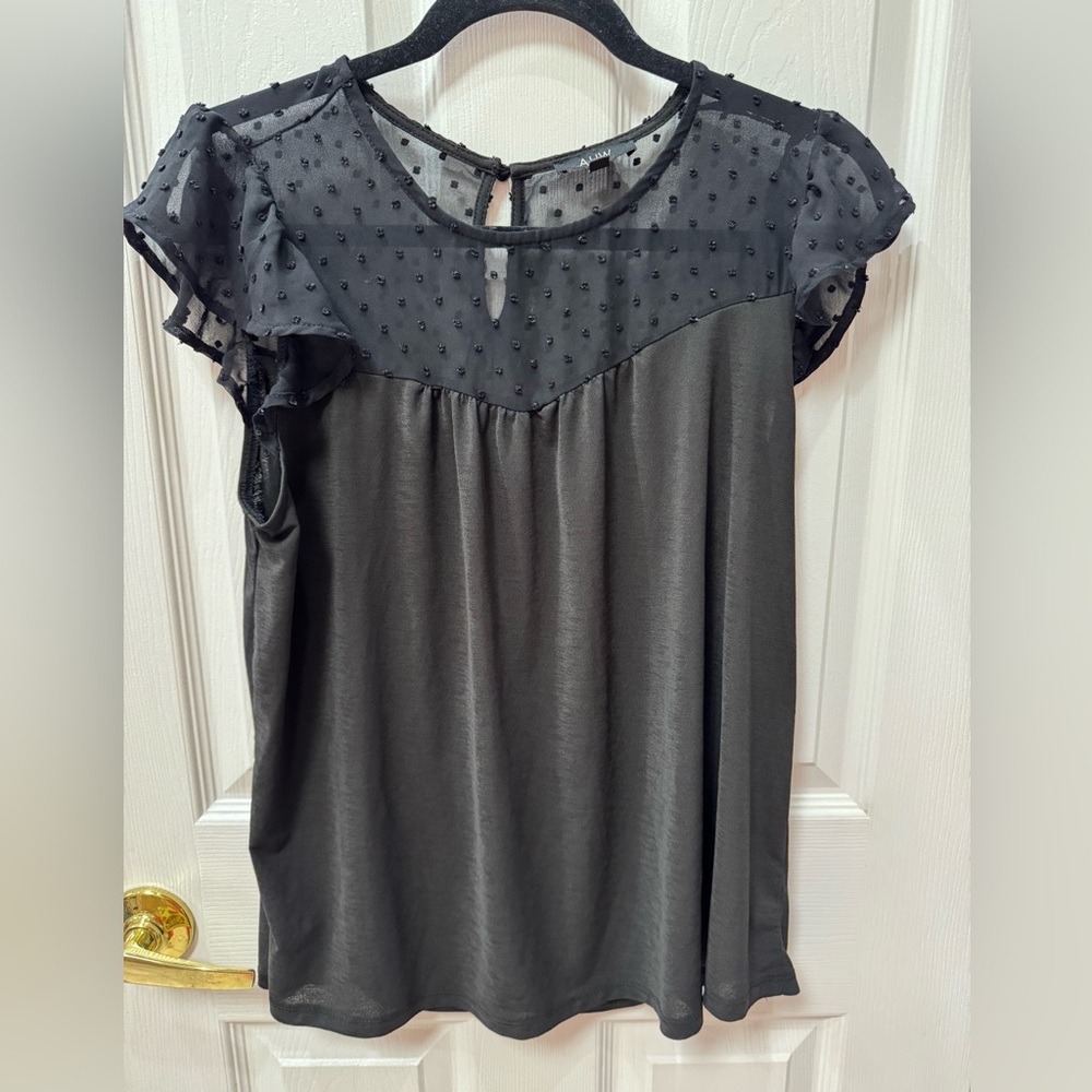 Black blouse with sheer shoulders size medium